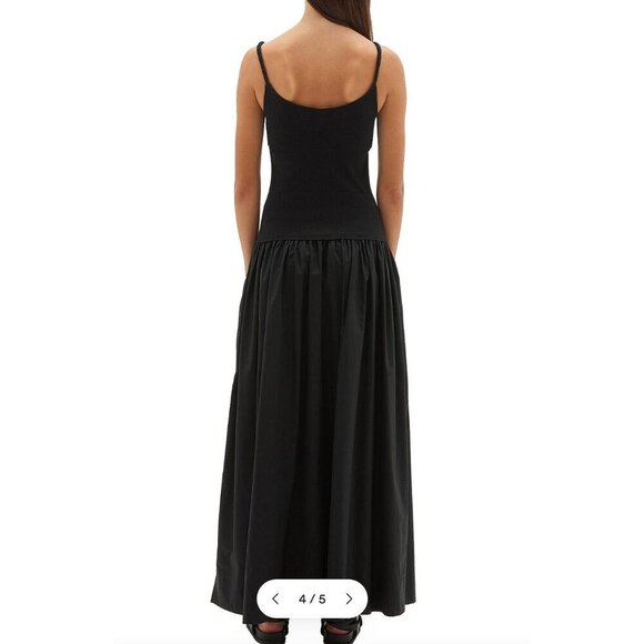 Bassike Thin Gathered Strap Maxi Dress Ribbed Drop Waist Black Size 1 or US 4 - Picture 2 of 10